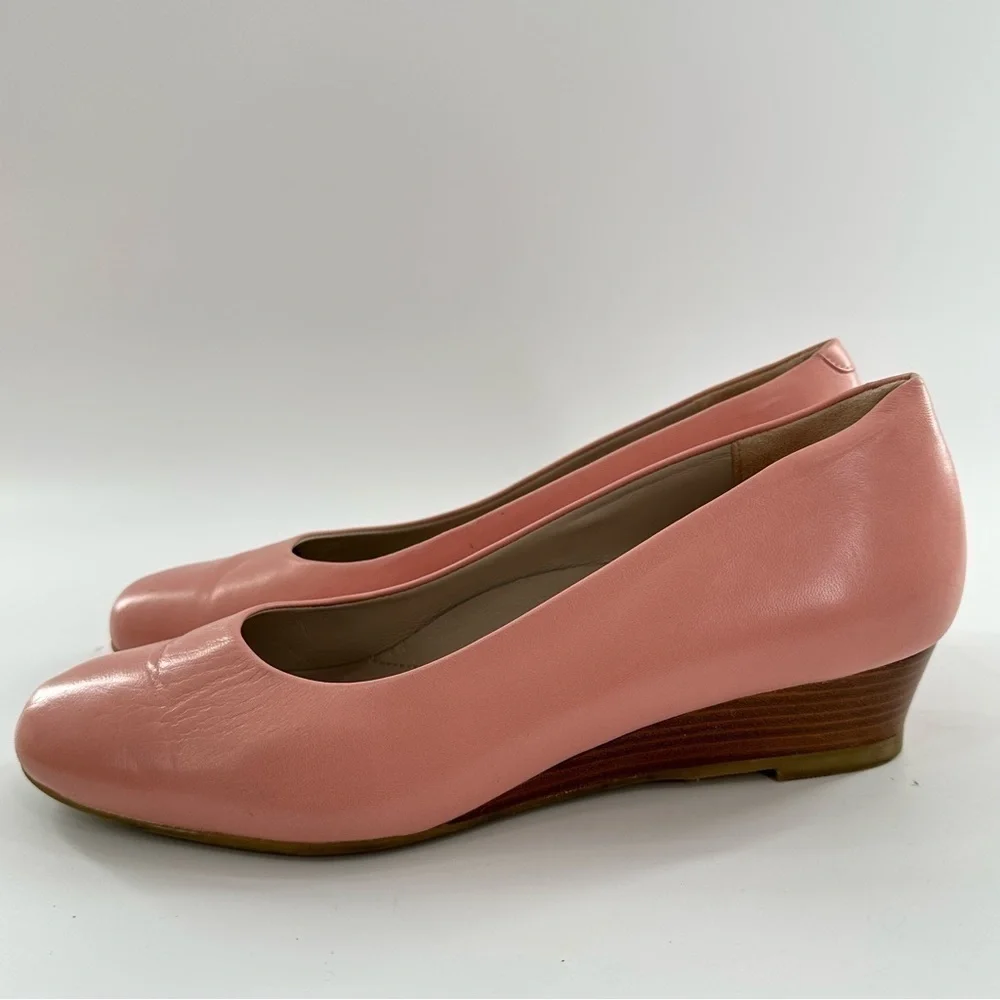 SaS womens heels size 10 pink Italian leather wedges orthopedic